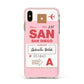 Personalised Vintage Luggage Tag Apple iPhone Xs Max Impact Case Pink Edge on Gold Phone