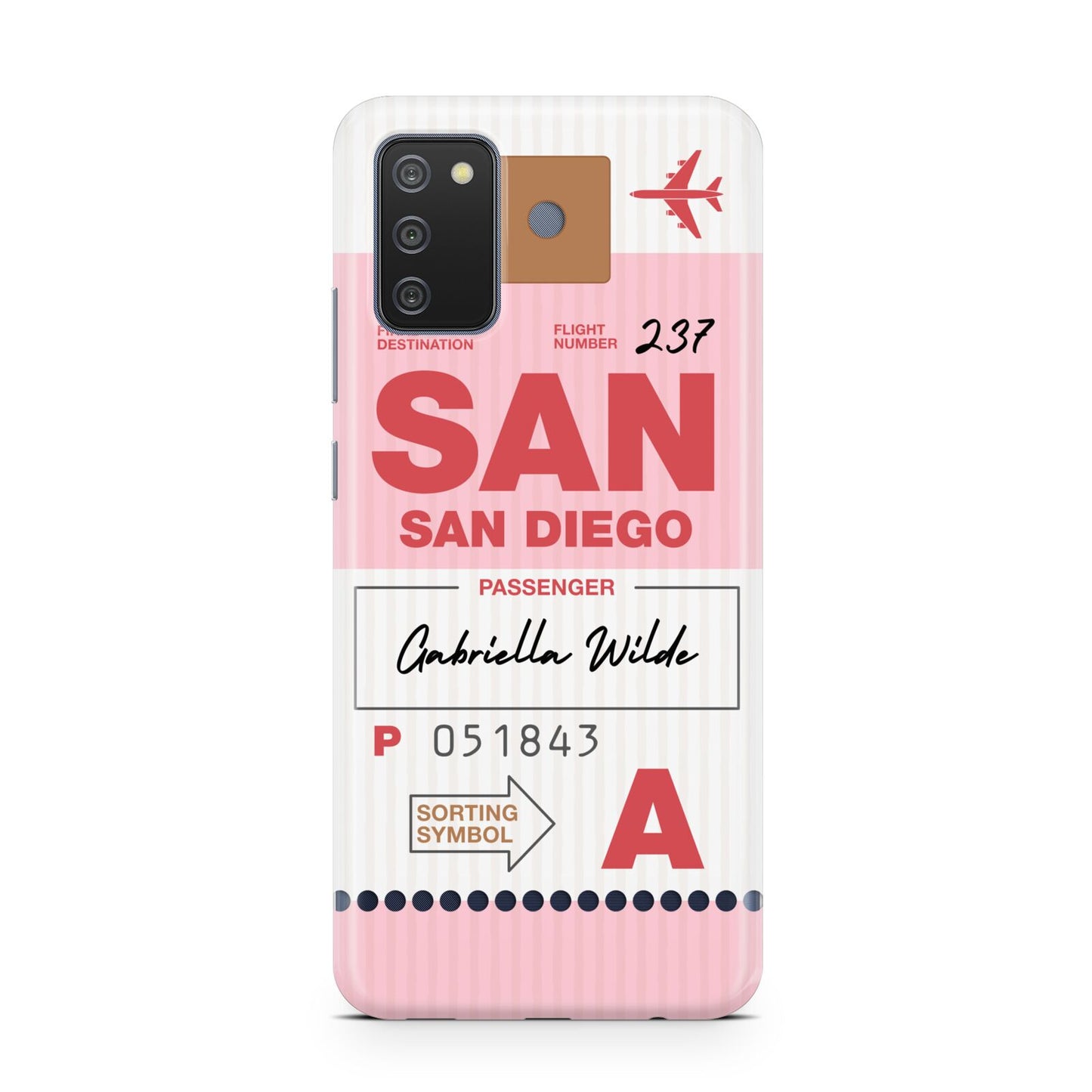 Personalised Vintage Luggage Tag Samsung A02s Case