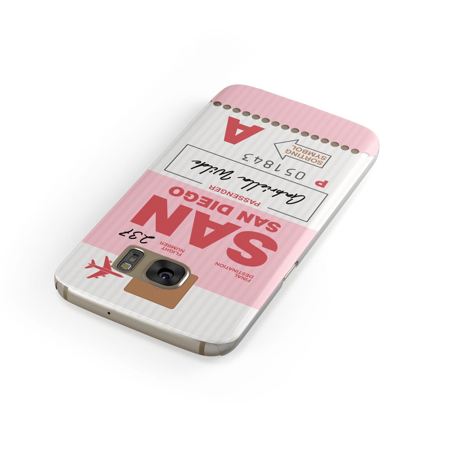 Personalised Vintage Luggage Tag Samsung Galaxy Case Front Close Up