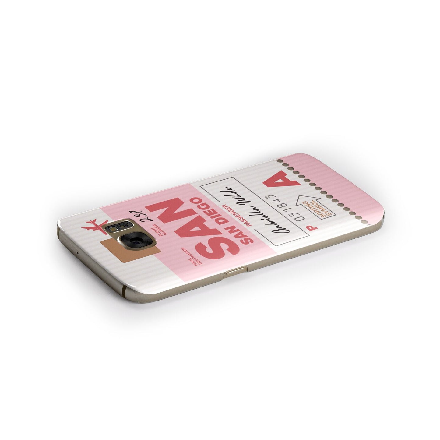 Personalised Vintage Luggage Tag Samsung Galaxy Case Side Close Up