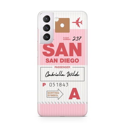 Personalised Vintage Luggage Tag Samsung S21 Case