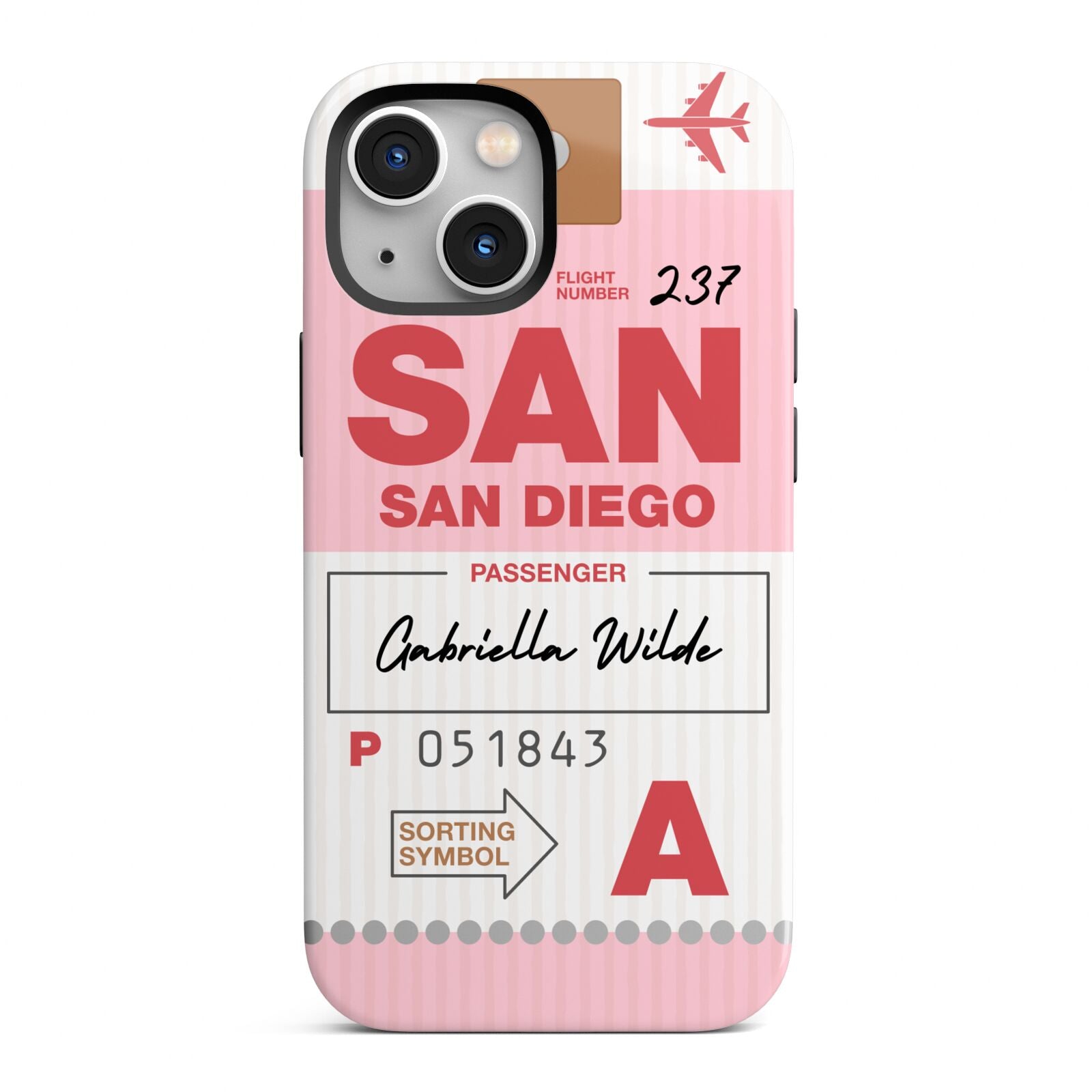 Personalised Vintage Luggage Tag iPhone 13 Mini Full Wrap 3D Tough Case