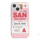 Personalised Vintage Luggage Tag iPhone 13 Mini TPU Impact Case with Pink Edges
