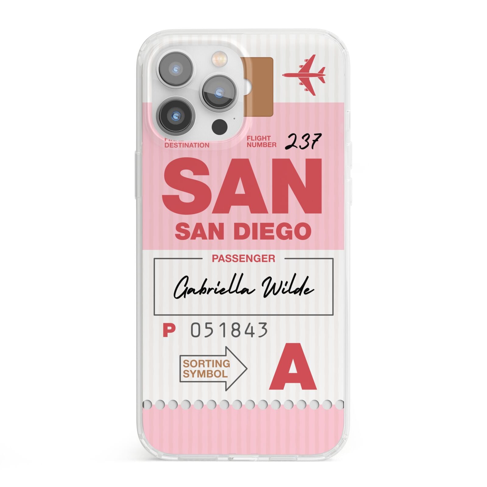 Personalised Vintage Luggage Tag iPhone 13 Pro Max Clear Bumper Case