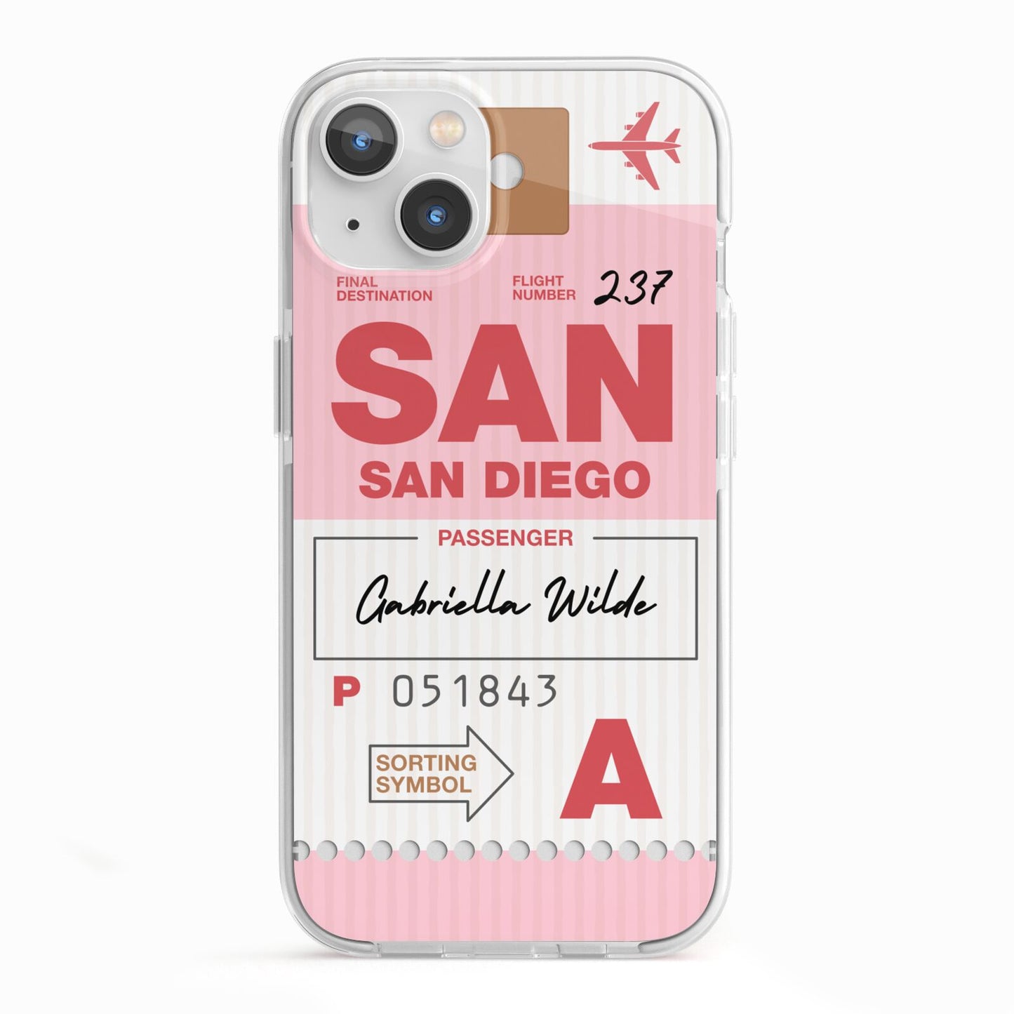 Personalised Vintage Luggage Tag iPhone 13 TPU Impact Case with White Edges