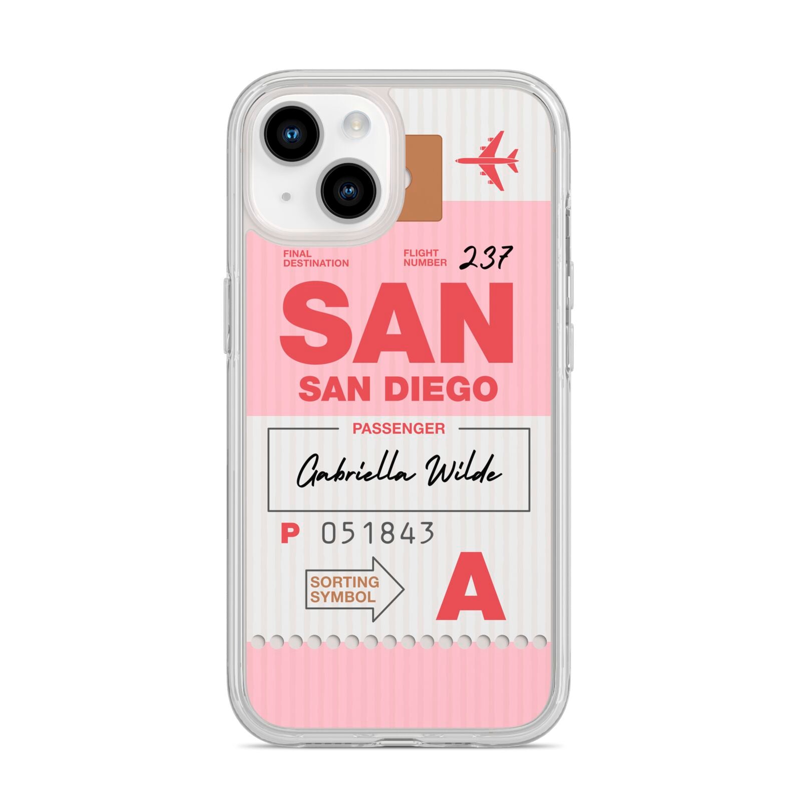 Personalised Vintage Luggage Tag iPhone 14 Clear Tough Case Starlight