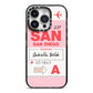 Personalised Vintage Luggage Tag iPhone 14 Pro Black Impact Case on Silver phone