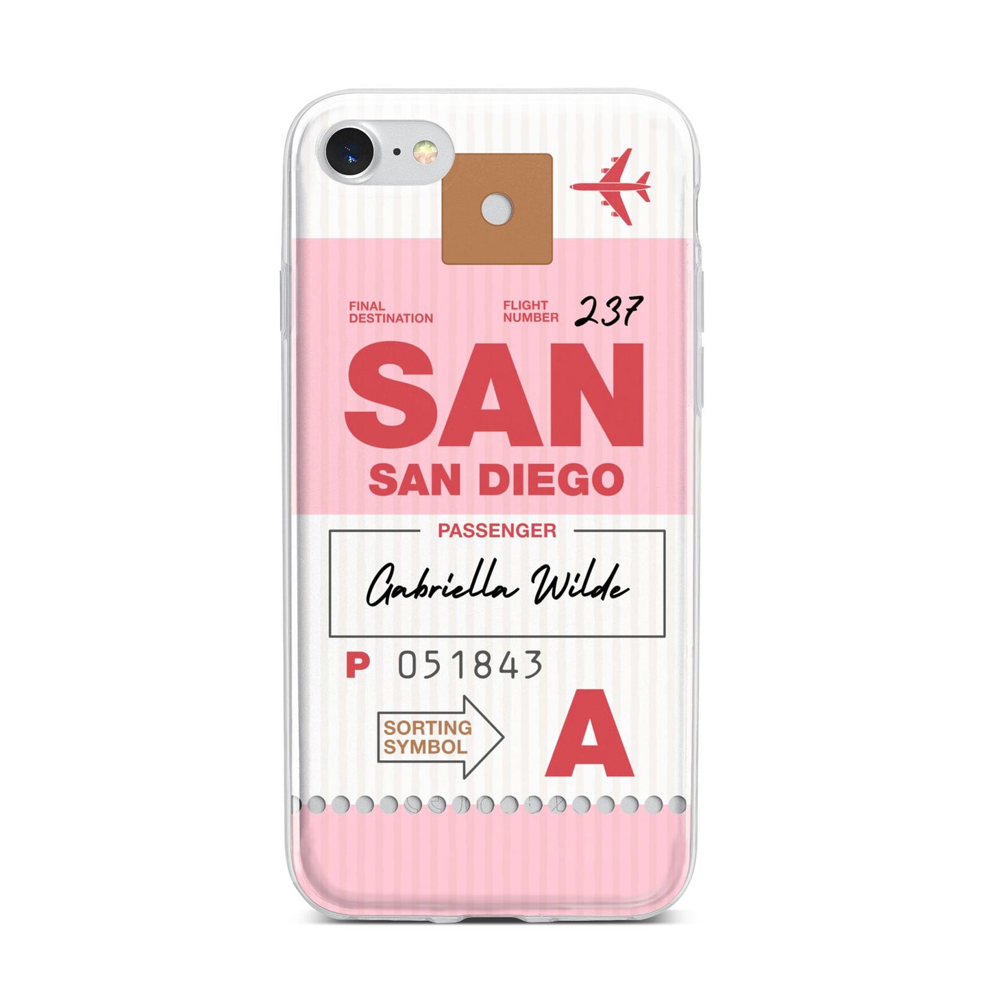 Personalised Vintage Luggage Tag iPhone 7 Bumper Case on Silver iPhone