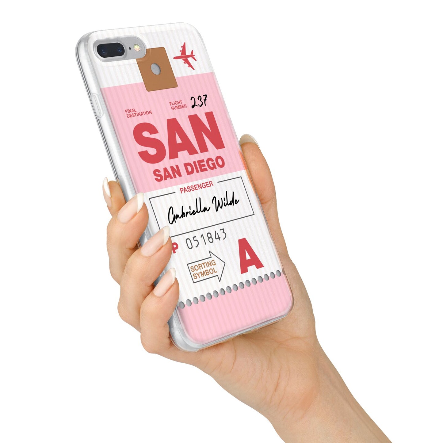 Personalised Vintage Luggage Tag iPhone 7 Plus Bumper Case on Silver iPhone Alternative Image