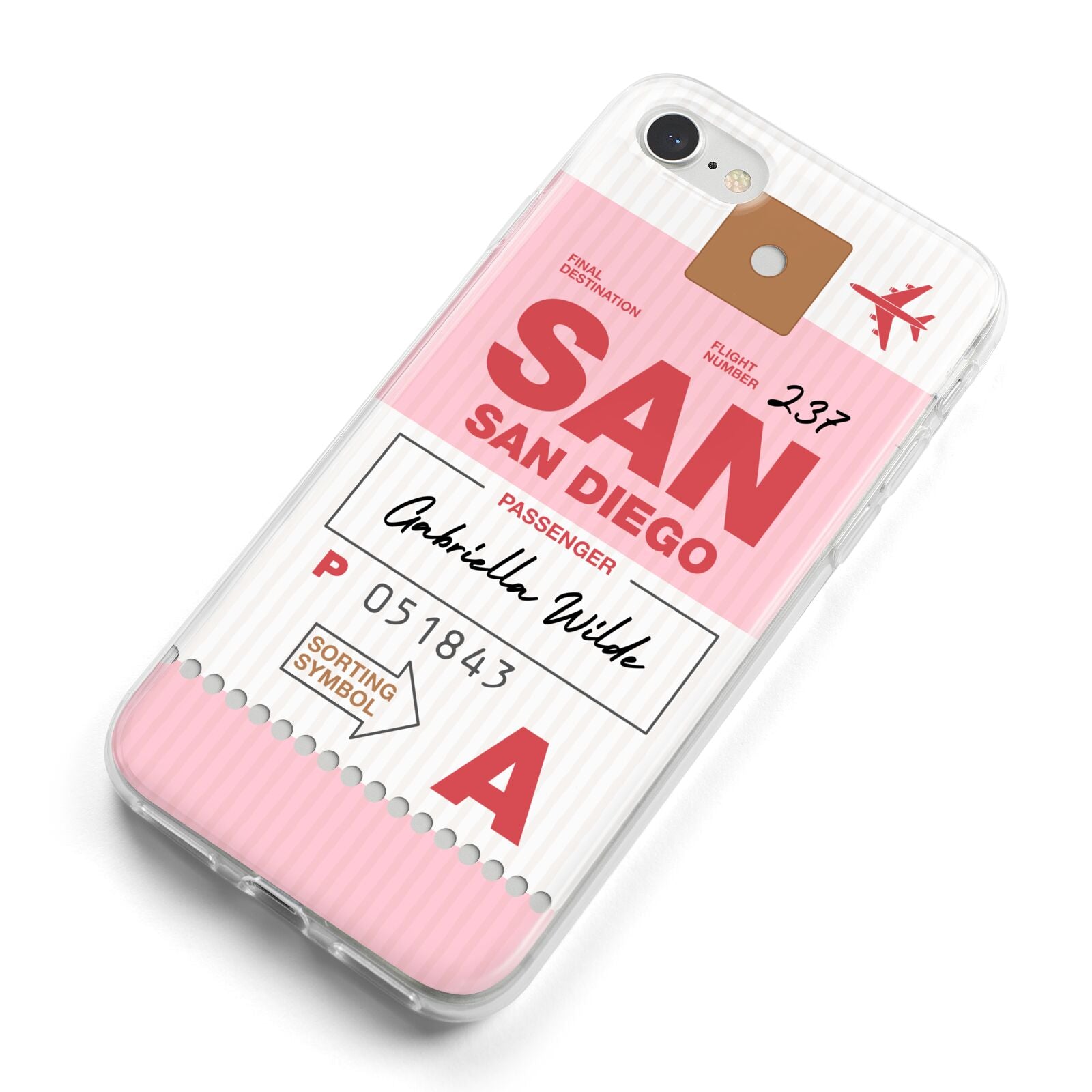 Personalised Vintage Luggage Tag iPhone 8 Bumper Case on Silver iPhone Alternative Image