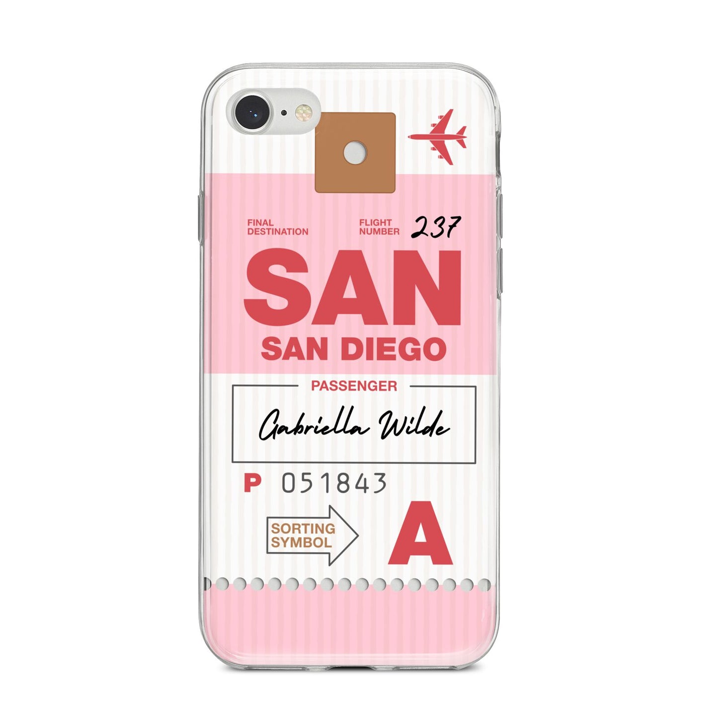 Personalised Vintage Luggage Tag iPhone 8 Bumper Case on Silver iPhone