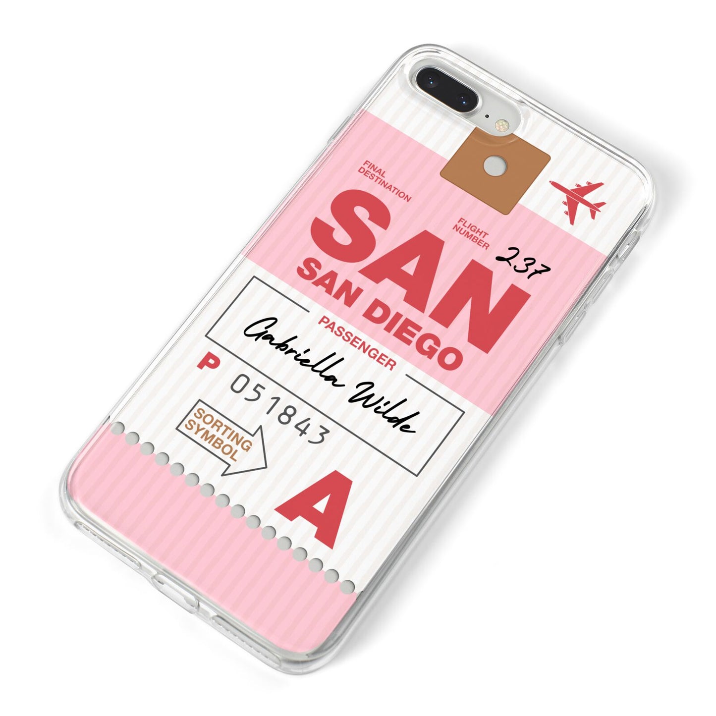 Personalised Vintage Luggage Tag iPhone 8 Plus Bumper Case on Silver iPhone Alternative Image