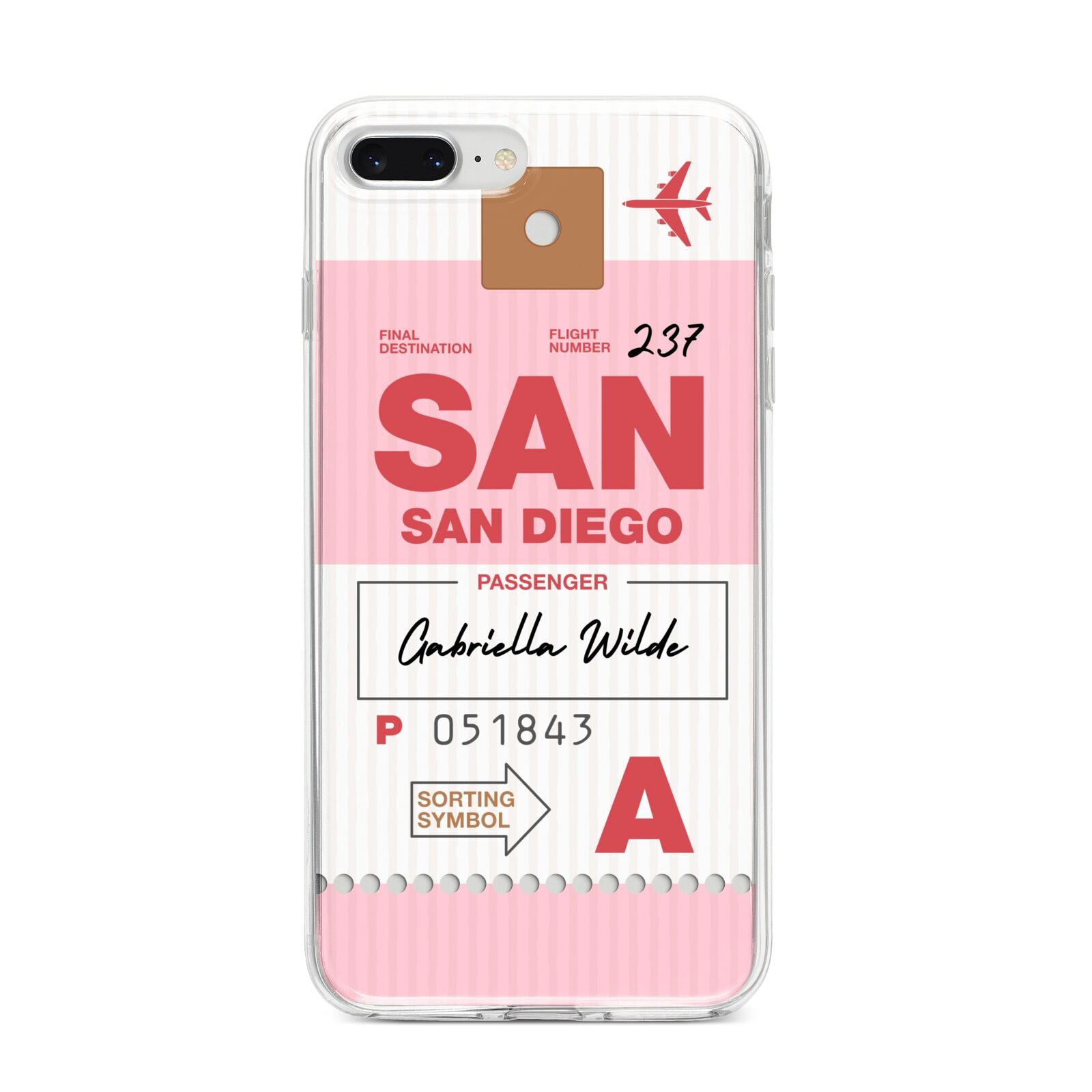 Personalised Vintage Luggage Tag iPhone 8 Plus Bumper Case on Silver iPhone