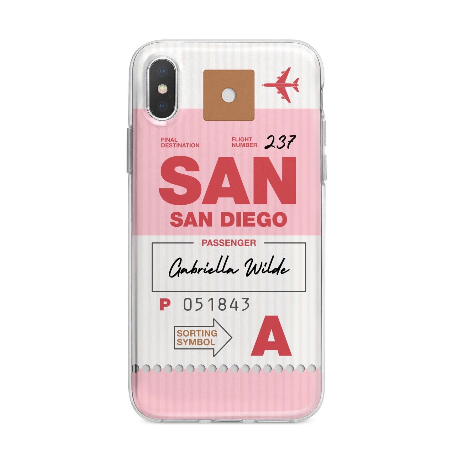Personalised Vintage Luggage Tag iPhone X Bumper Case on Silver iPhone Alternative Image 1