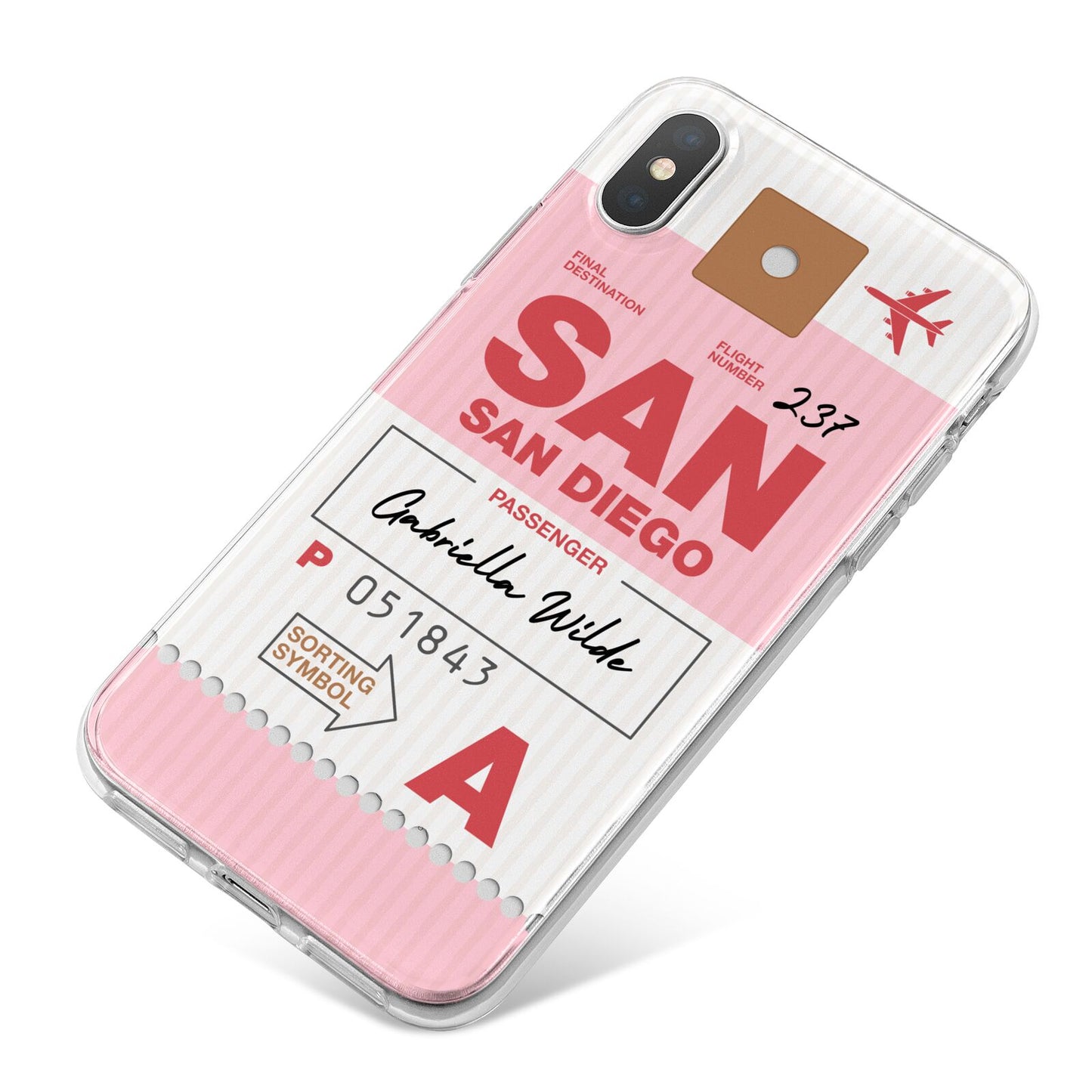 Personalised Vintage Luggage Tag iPhone X Bumper Case on Silver iPhone