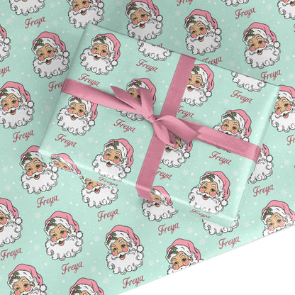 Personalised Vintage Santa Custom Wrapping Paper