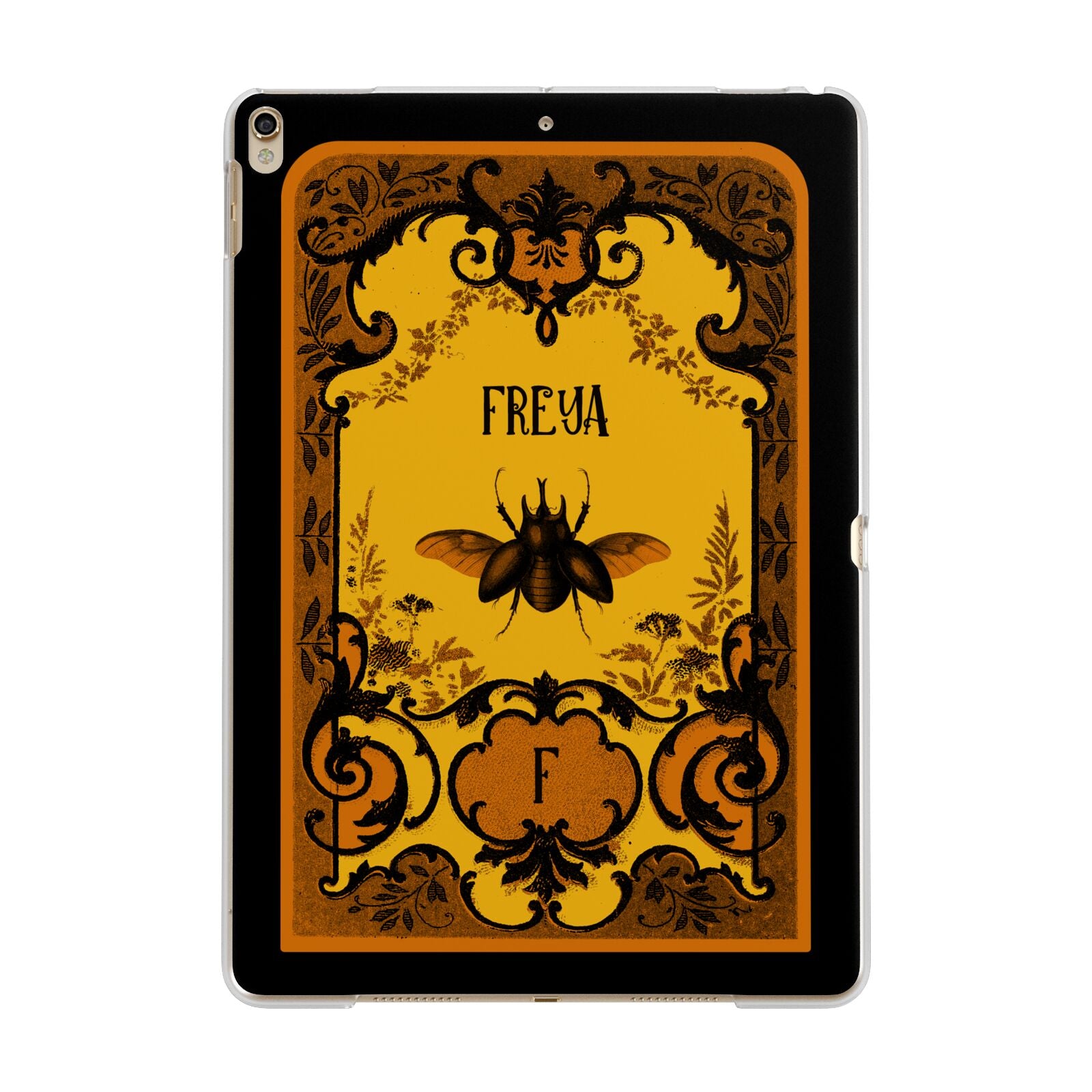 Personalised Vintage Spooky Beetle Apple iPad Gold Case