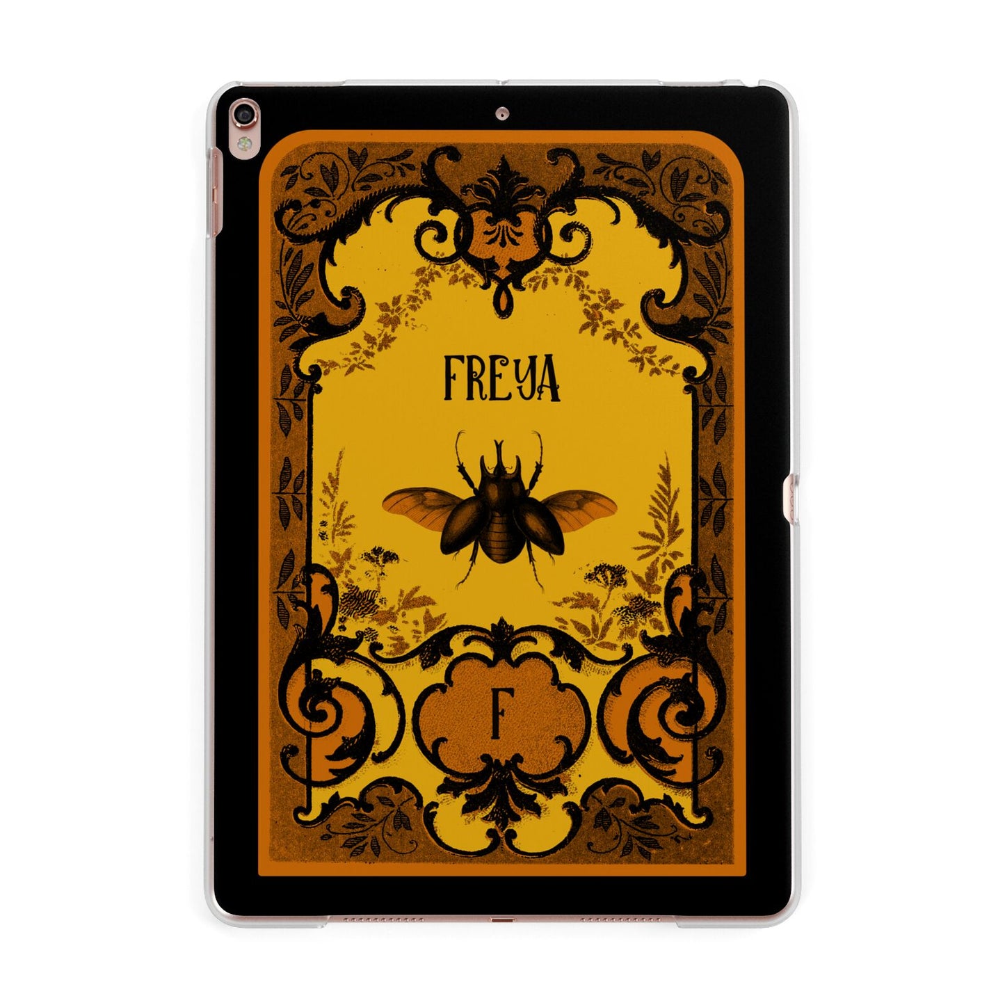 Personalised Vintage Spooky Beetle Apple iPad Rose Gold Case