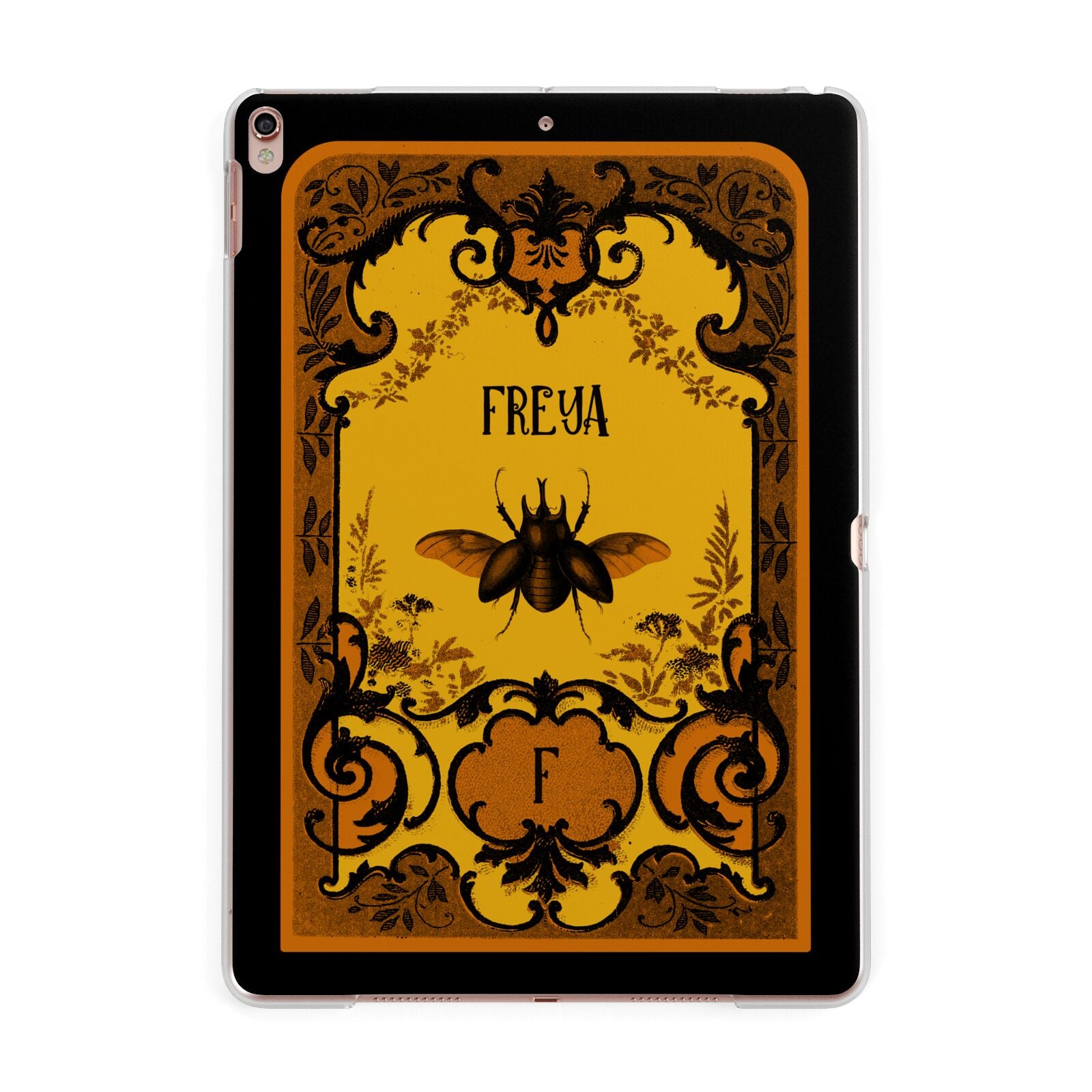 Personalised Vintage Spooky Beetle Apple iPad Rose Gold Case