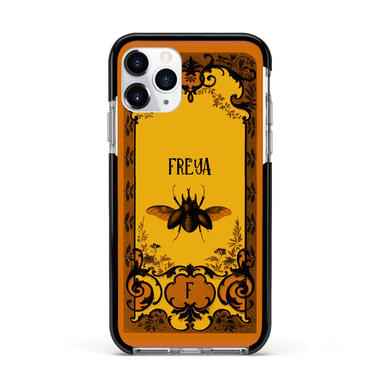 Personalised Vintage Spooky Beetle Apple iPhone 11 Pro in Silver with Black Impact Case