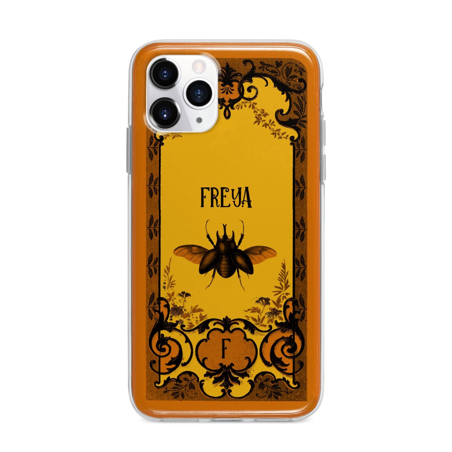 Personalised Vintage Spooky Beetle Apple iPhone 11 Pro in Silver with Bumper Case