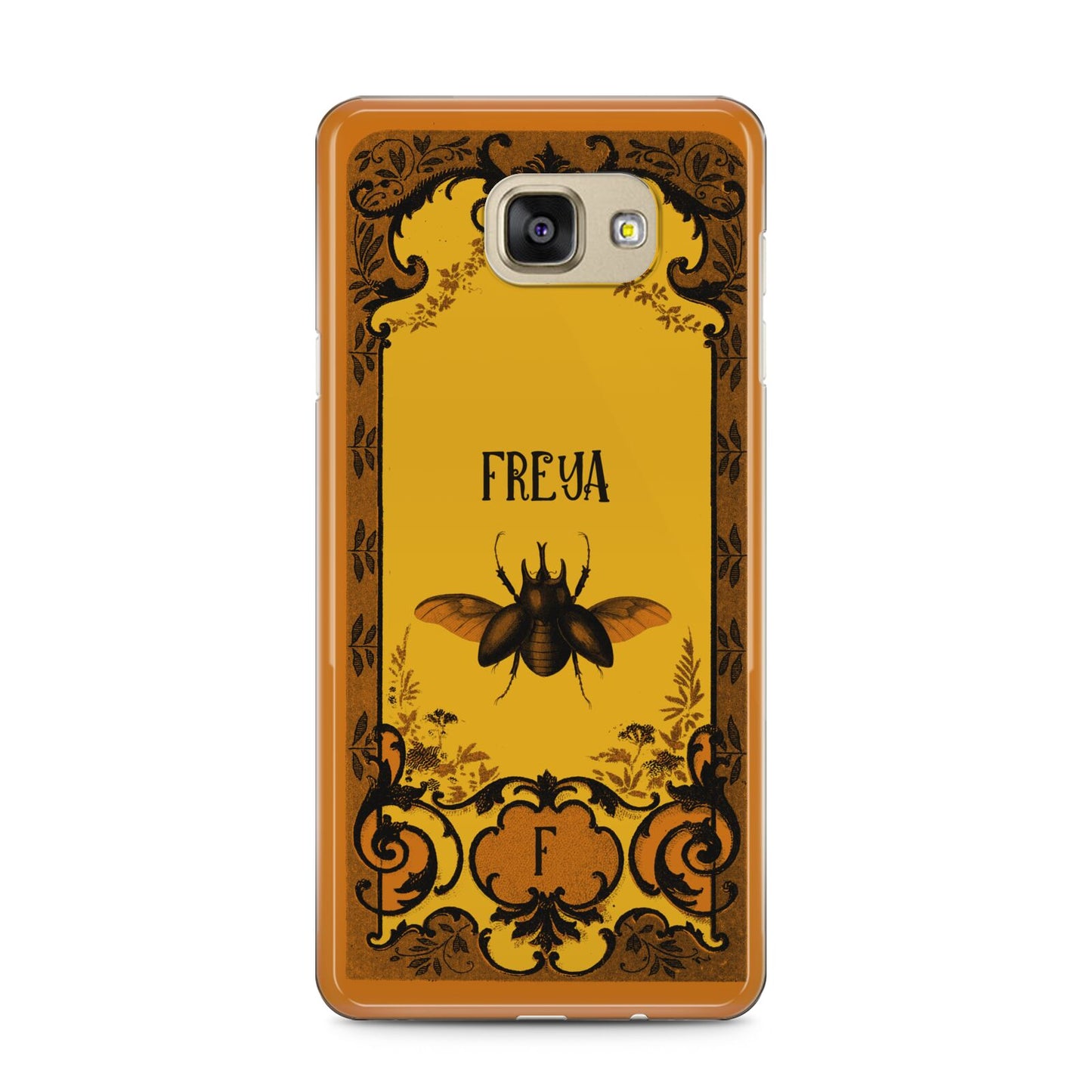 Personalised Vintage Spooky Beetle Samsung Galaxy A5 2016 Case on gold phone