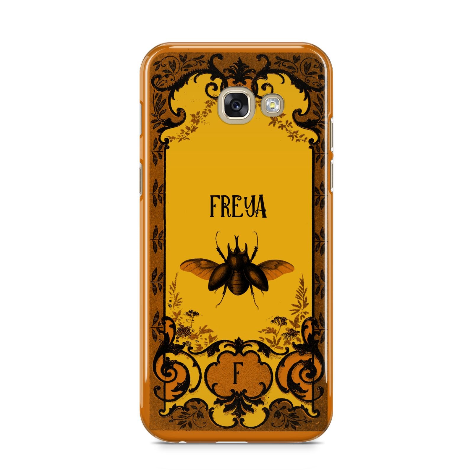 Personalised Vintage Spooky Beetle Samsung Galaxy A5 2017 Case on gold phone