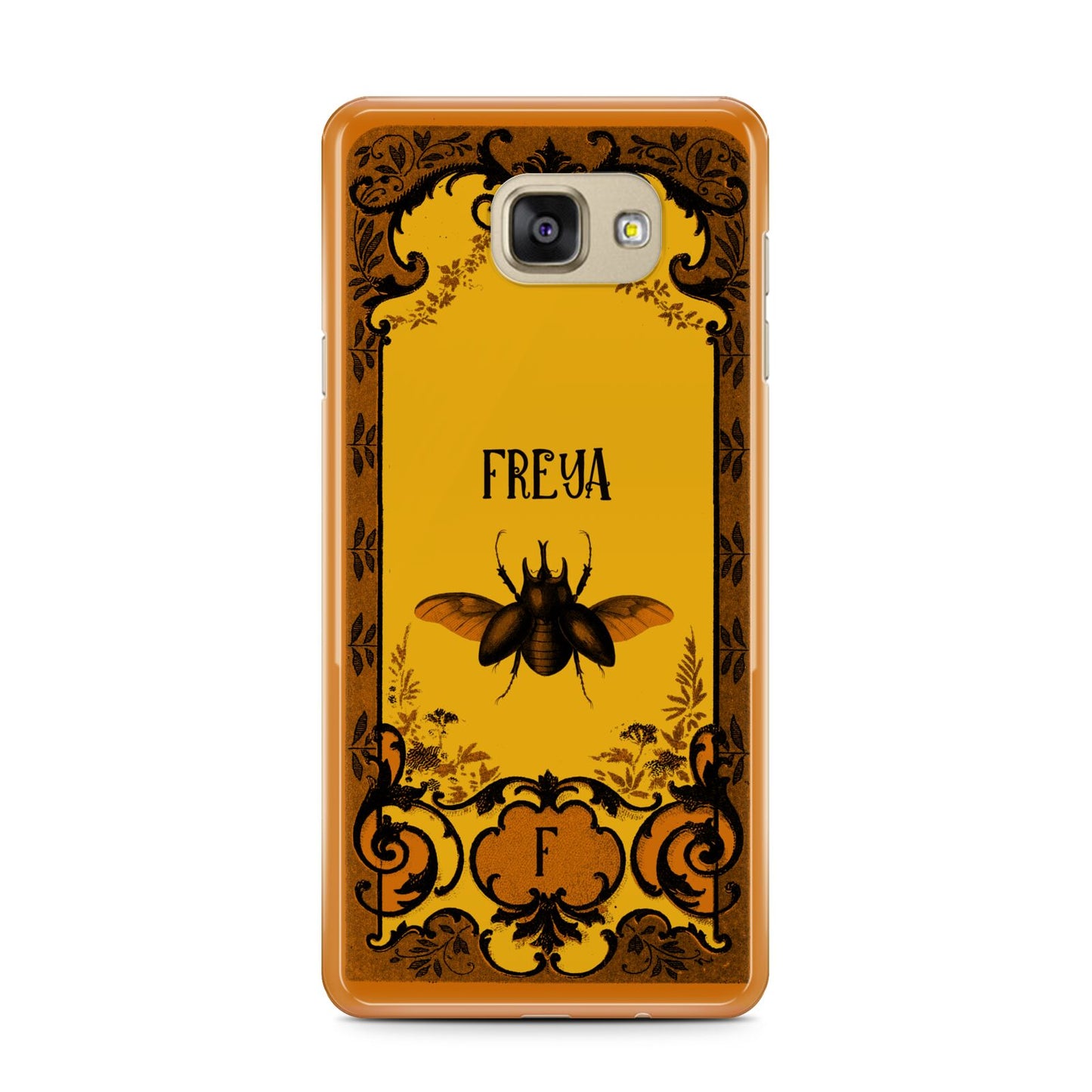 Personalised Vintage Spooky Beetle Samsung Galaxy A7 2016 Case on gold phone