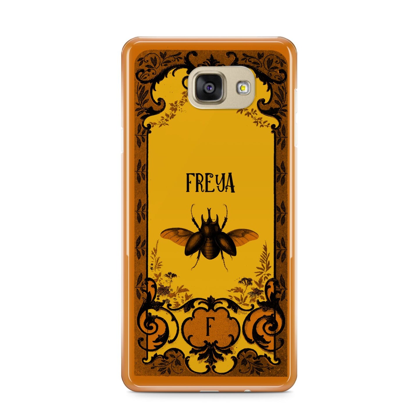 Personalised Vintage Spooky Beetle Samsung Galaxy A9 2016 Case on gold phone