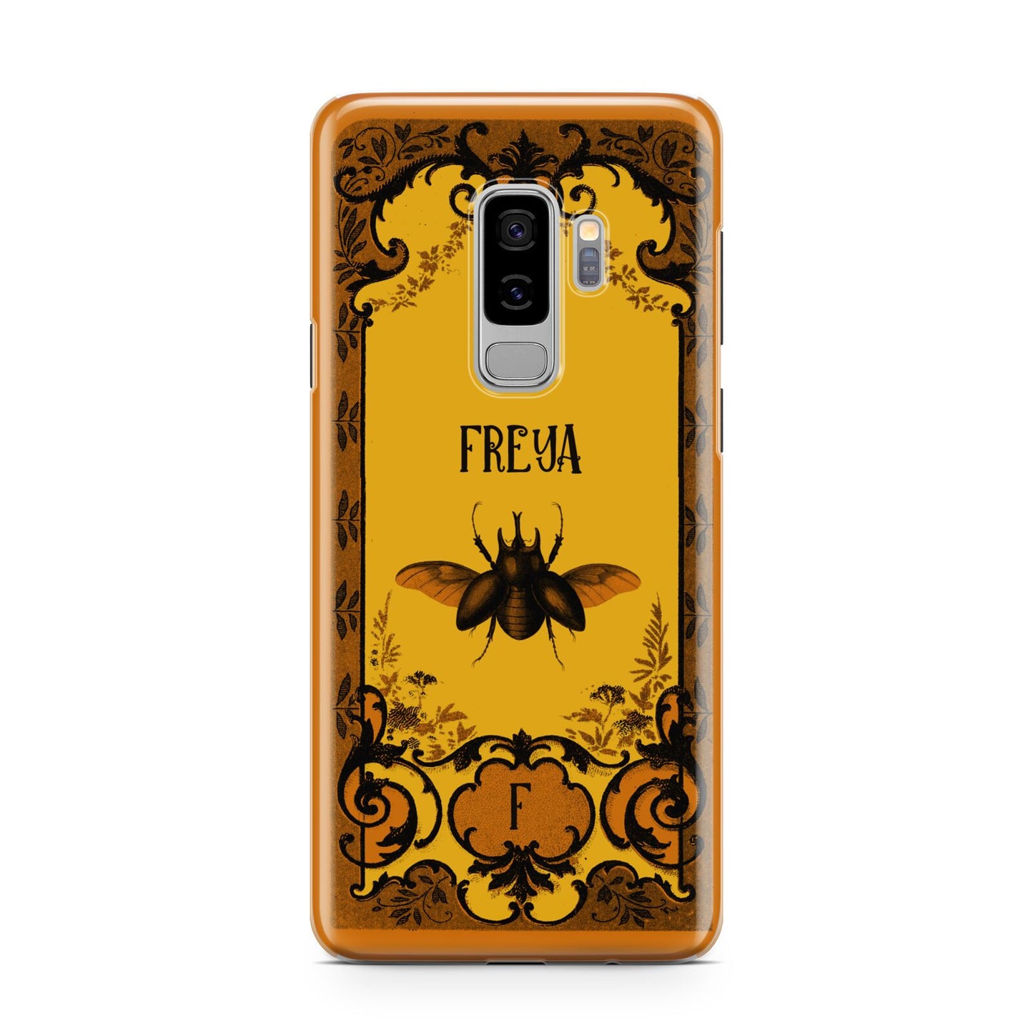 Personalised Vintage Spooky Beetle Samsung Galaxy S9 Plus Case on Silver phone