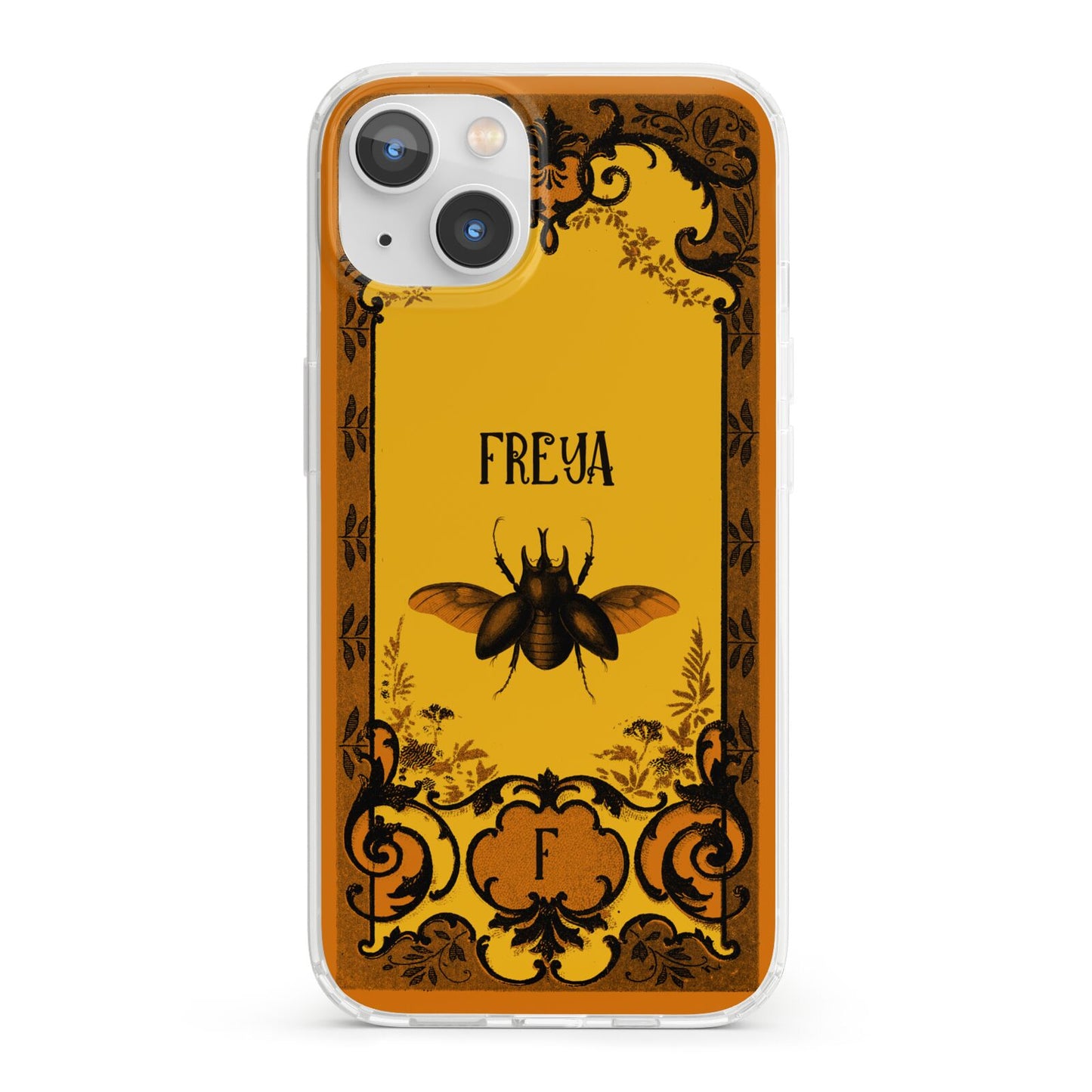 Personalised Vintage Spooky Beetle iPhone 13 Clear Bumper Case