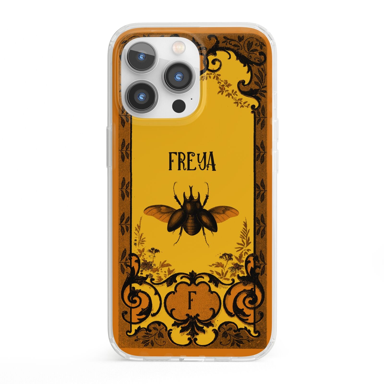 Personalised Vintage Spooky Beetle iPhone 13 Pro Clear Bumper Case