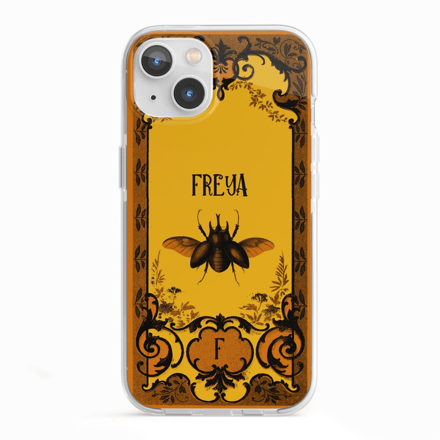 Personalised Vintage Spooky Beetle iPhone 13 TPU Impact Case with White Edges