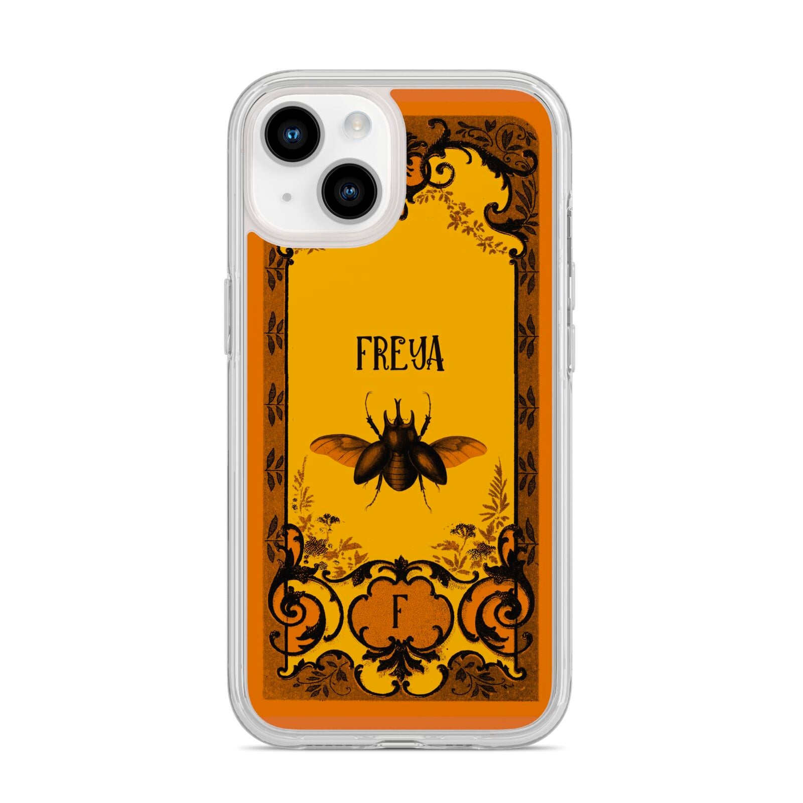 Personalised Vintage Spooky Beetle iPhone 14 Clear Tough Case Starlight