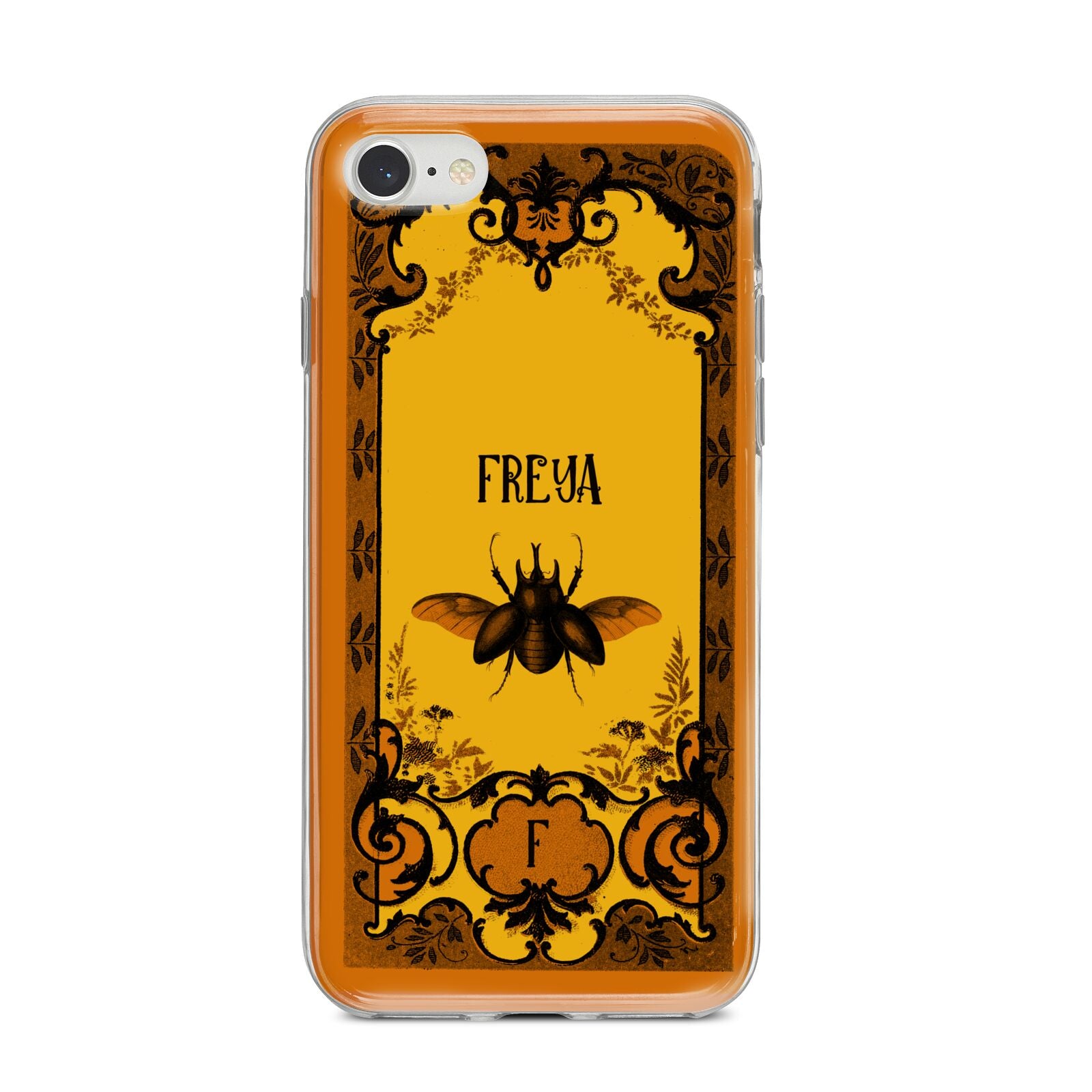 Personalised Vintage Spooky Beetle iPhone 8 Bumper Case on Silver iPhone