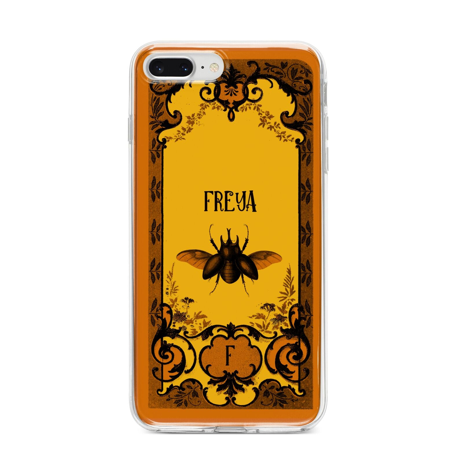 Personalised Vintage Spooky Beetle iPhone 8 Plus Bumper Case on Silver iPhone