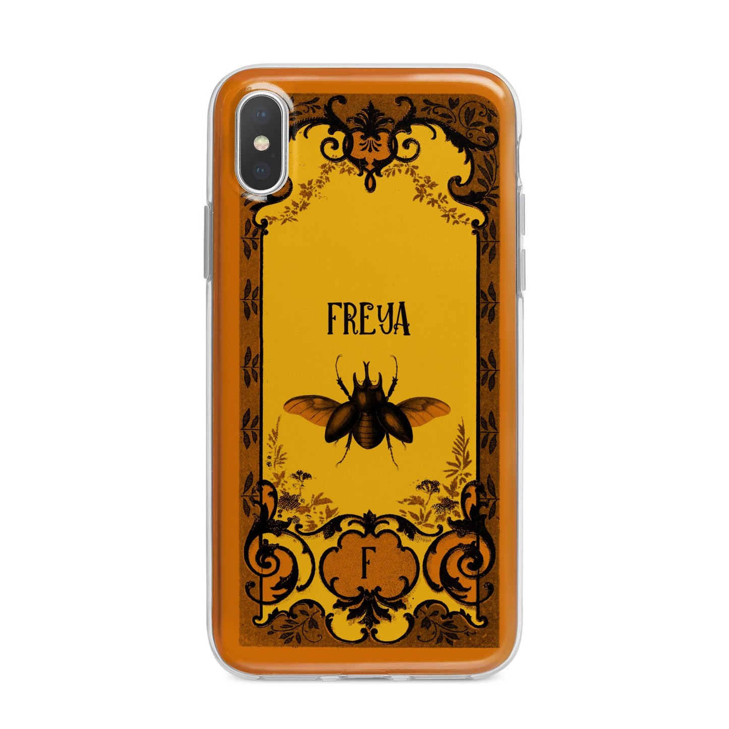 Personalised Vintage Spooky Beetle iPhone X Bumper Case on Silver iPhone Alternative Image 1