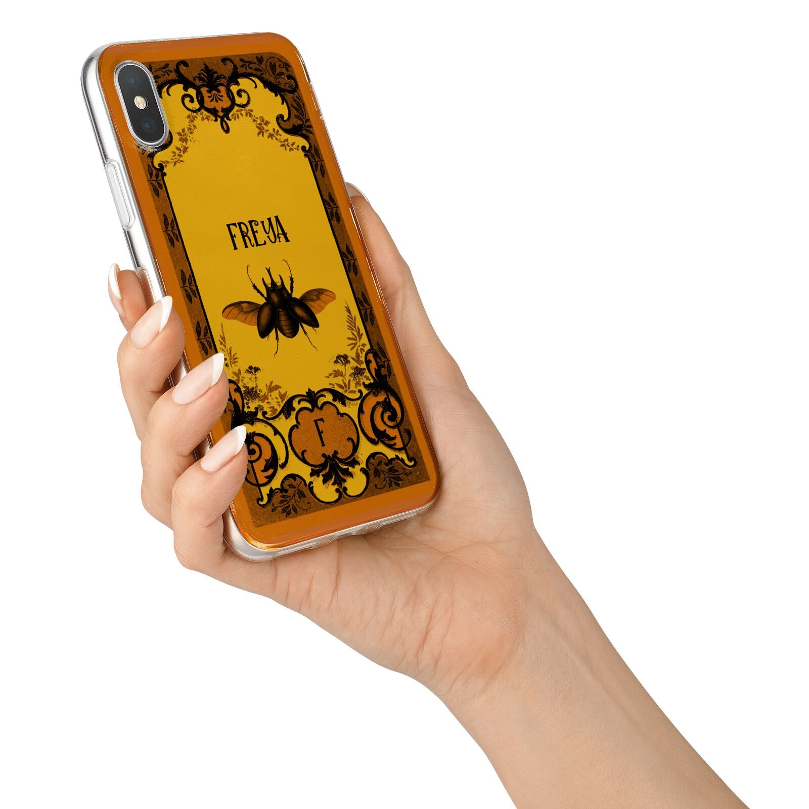 Personalised Vintage Spooky Beetle iPhone X Bumper Case on Silver iPhone Alternative Image 2