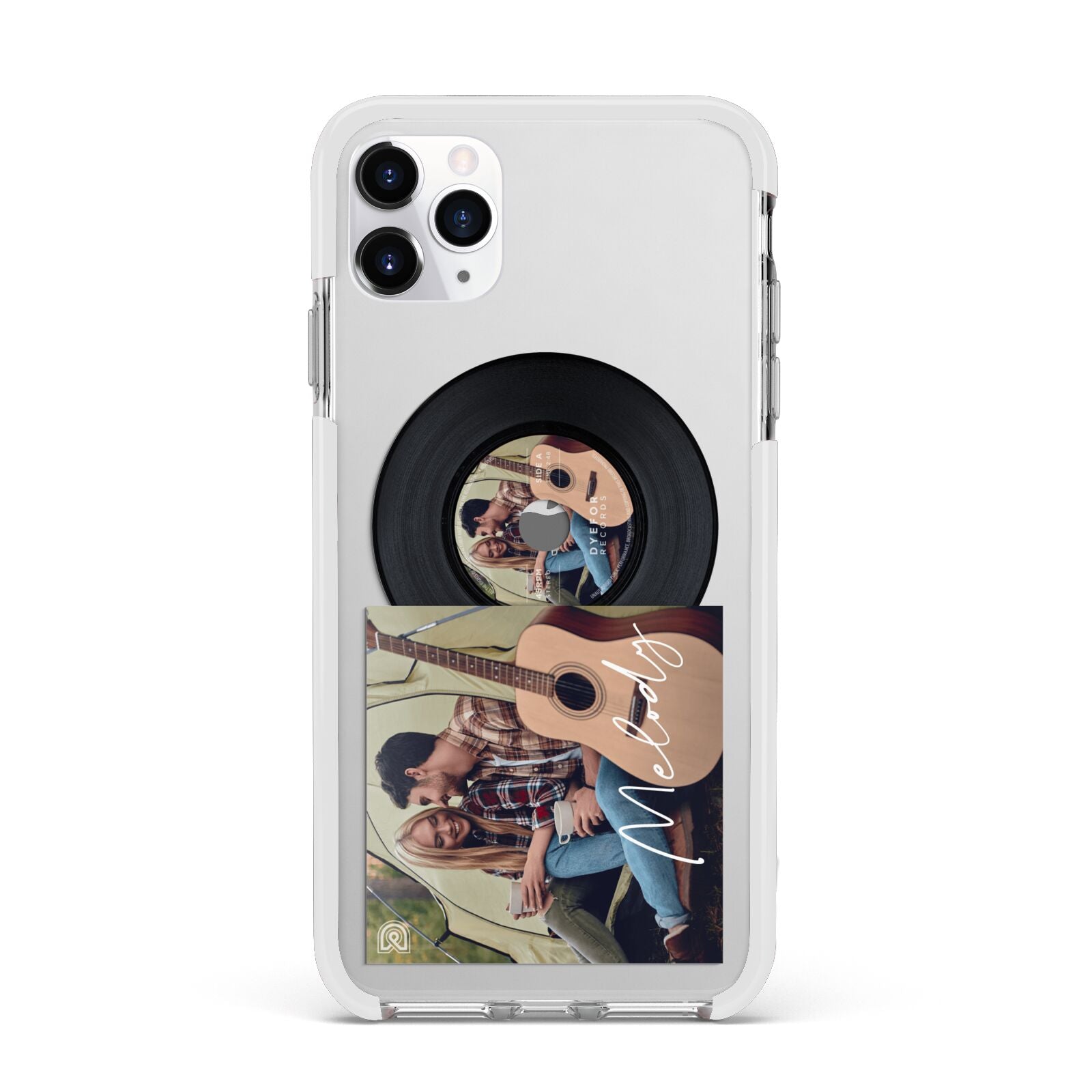 Personalised Vinyl Record Apple iPhone 11 Pro Max in Silver with White Impact Case