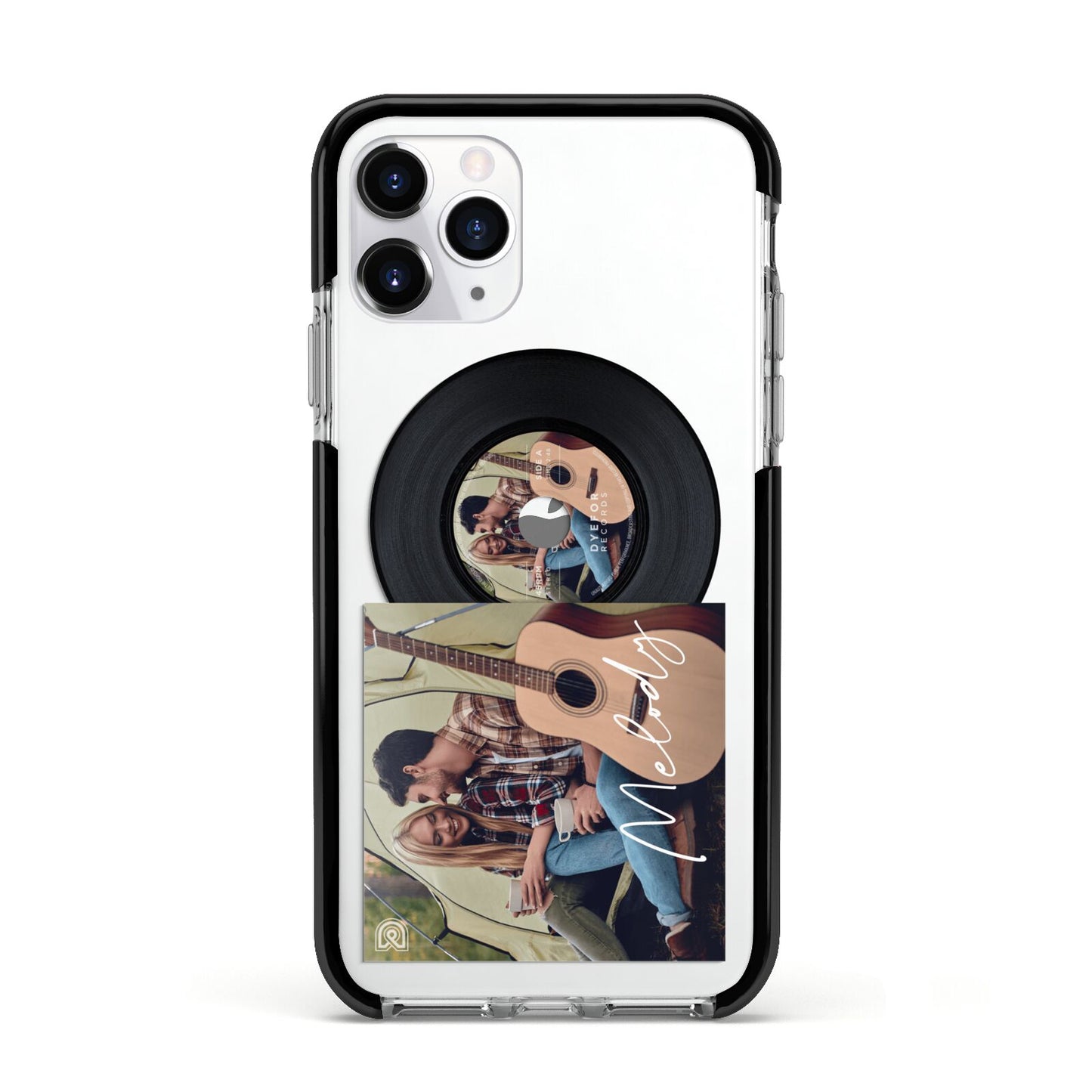 Personalised Vinyl Record Apple iPhone 11 Pro in Silver with Black Impact Case