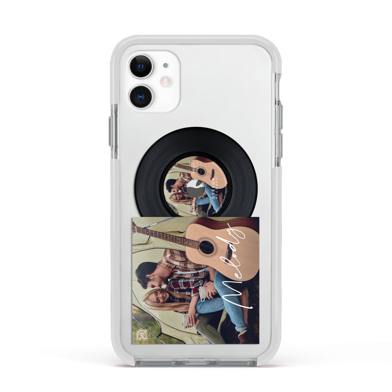 Personalised Vinyl Record Apple iPhone 11 in White with White Impact Case