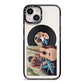 Personalised Vinyl Record iPhone 14 Black Impact Case on Silver phone