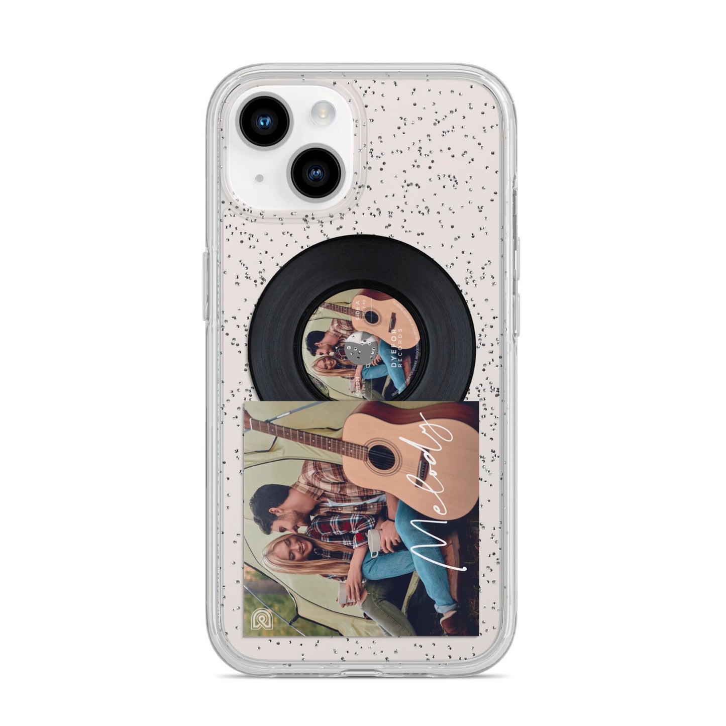 Personalised Vinyl Record iPhone 14 Glitter Tough Case Starlight