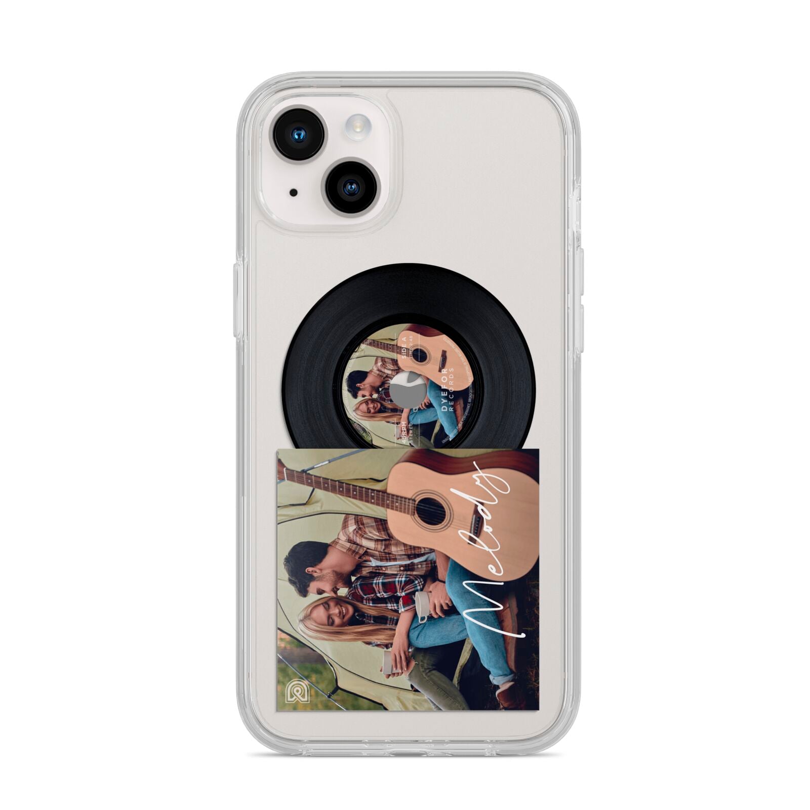 Personalised Vinyl Record iPhone 14 Plus Clear Tough Case Starlight