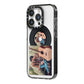 Personalised Vinyl Record iPhone 14 Pro Black Impact Case Side Angle on Silver phone