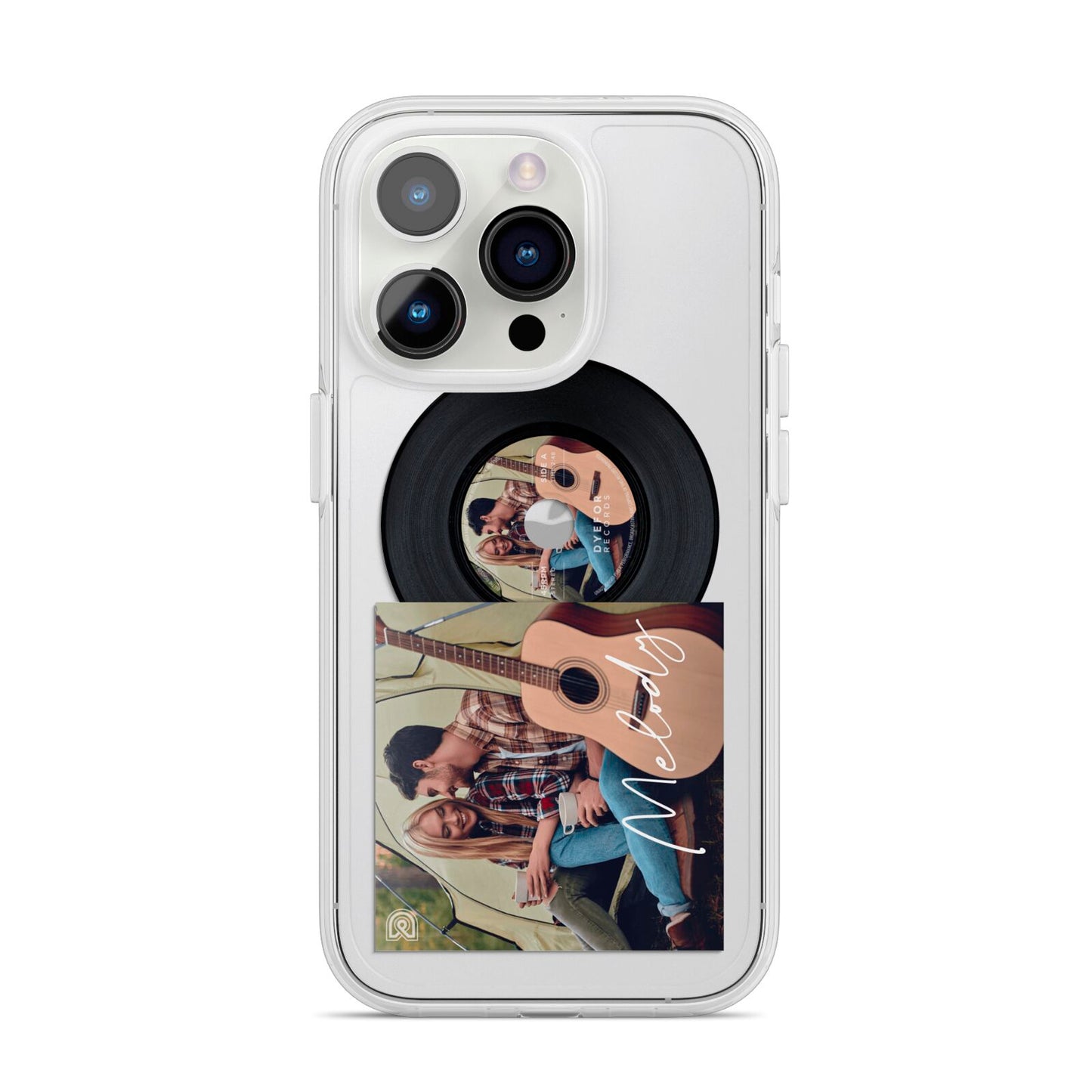Personalised Vinyl Record iPhone 14 Pro Clear Tough Case Silver