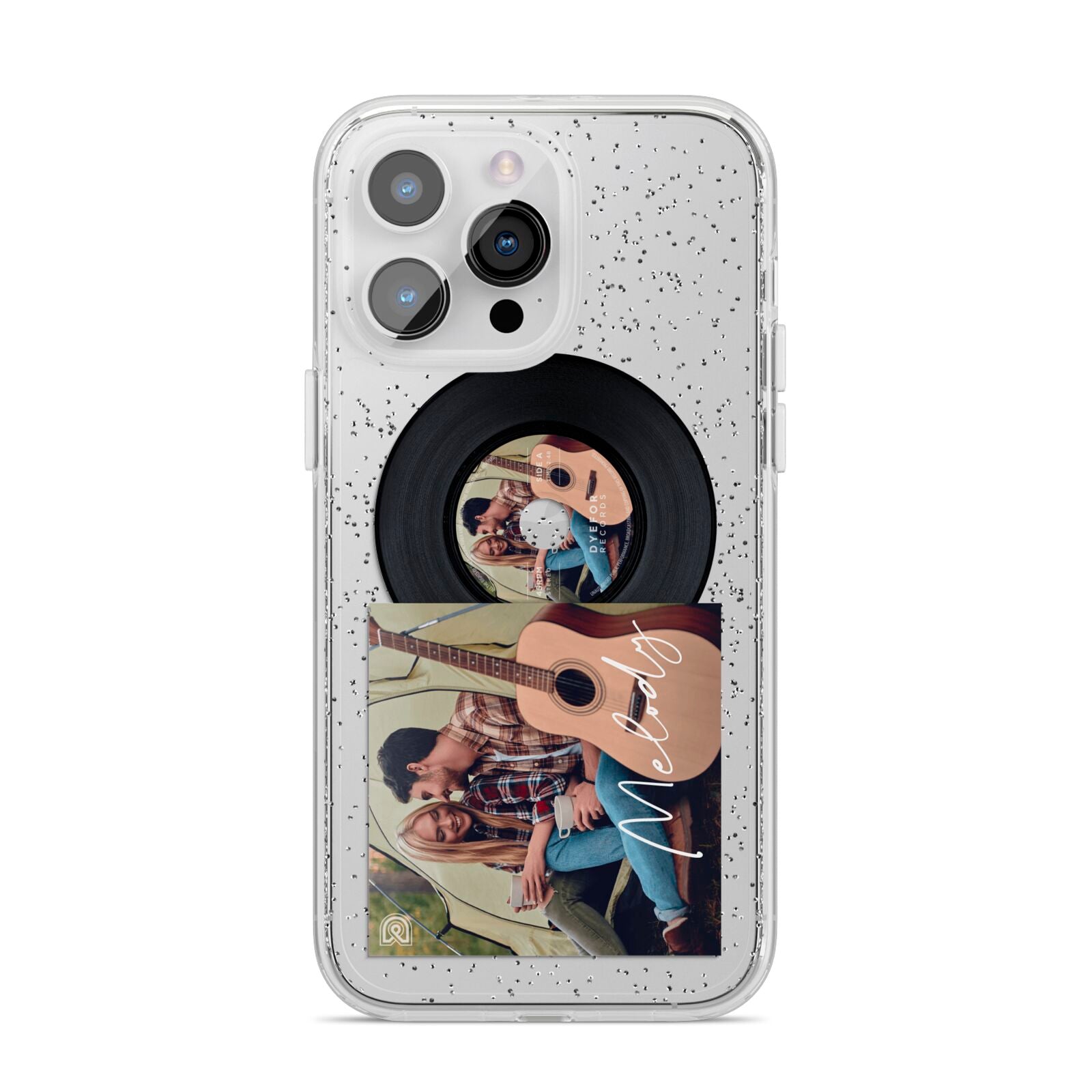 Personalised Vinyl Record iPhone 14 Pro Max Glitter Tough Case Silver