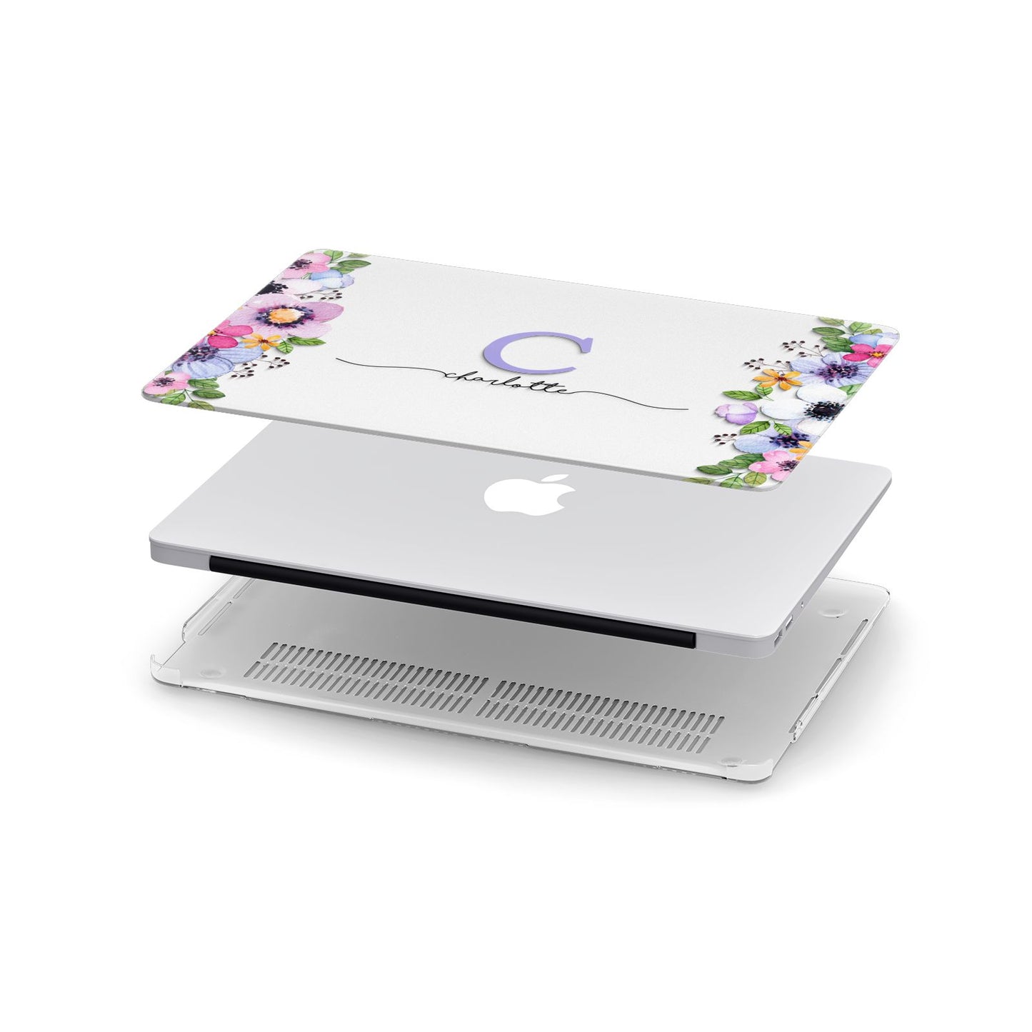 Personalised Violet Flowers Apple MacBook Case in Detail