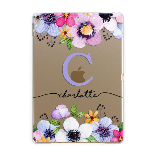 Personalised Violet Flowers Apple iPad Gold Case
