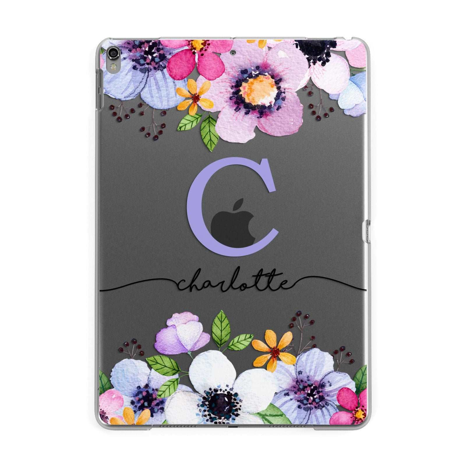Personalised Violet Flowers Apple iPad Grey Case